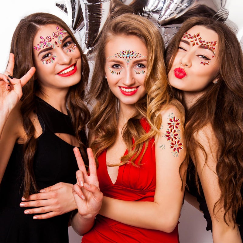 Allruyee 12 Sets Face Jewels Face Gems Mermaid Glitter Rhinestone Crystal Stickers Waterproof Eyes Face Temporary Tattoos for Party,Rave Festival,Carnival,Holiday Costumes,Rave Accessories - Image 3
